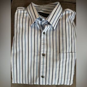Kenneth Roberts Platinum Mens Blue Striped Long Sleeved Shirt Sz XL